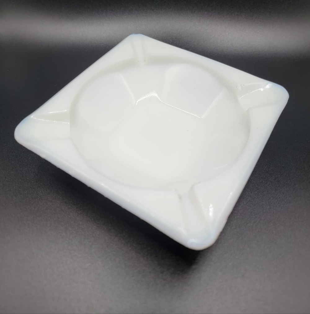 Westmoreland Milk Glass Hobnail Ashtray, Vintage 6.25" Square Cigar Cigarette